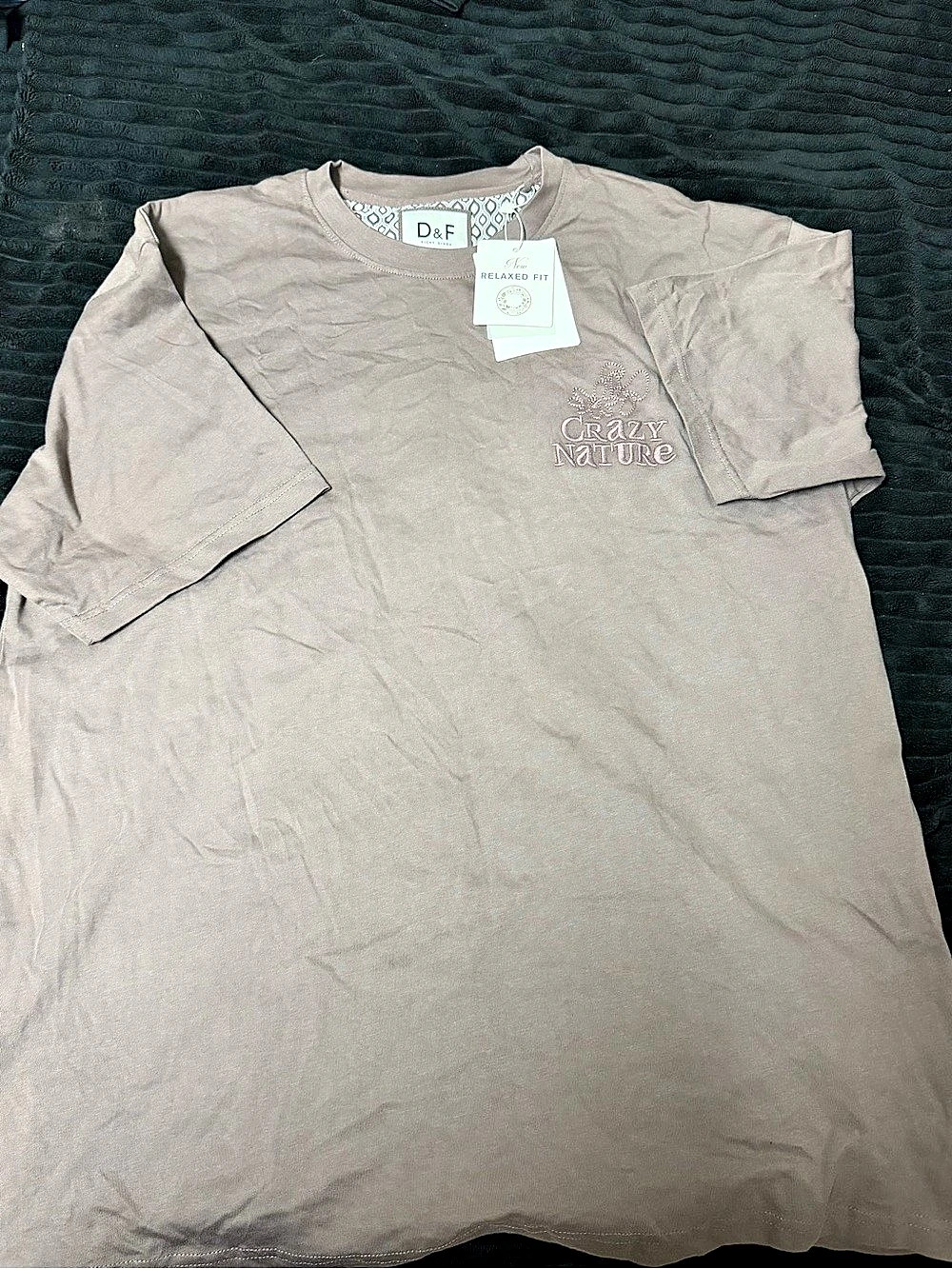 Ricky Sigh HEAVYWEIGHT Crazy Nature Embroidered Relaxed Fit Tee in Muave Size XL